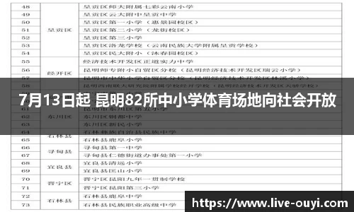 7月13日起 昆明82所中小学体育场地向社会开放